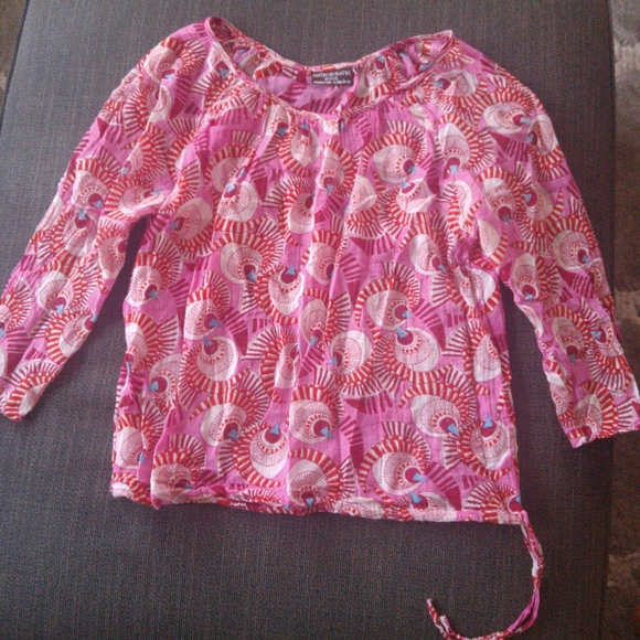 FREE w/$30 Purchase; Vintage Pink & Red Funky Pattern Blouse - Picture 4 of 7
